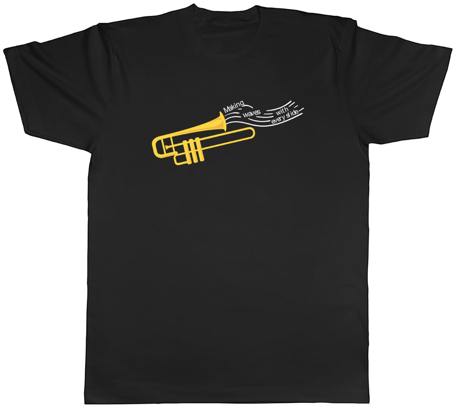 Funny Trombone Mens T-Shirt Making Waves with Every Slide Tee Gift L
