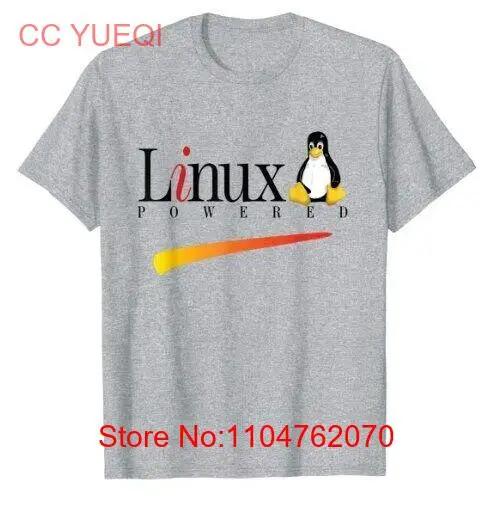 Linux Powered T Shirt funny Tux Penguin tagline and Logo Open Source Os vintage Washed Slightly Casual homme streetwear