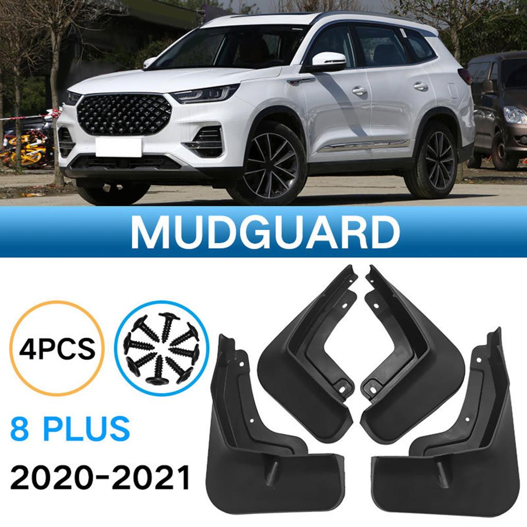 4 Pack Splash Guards Mud Flaps Mudflaps Mudguard Fender Flares Easy Installation Compatible- for 8 Plus 2020-2021 Black