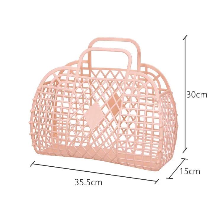 Plastic Hollow Shopping Storage Basket, Foldable Bath Basket, Fruit Basket