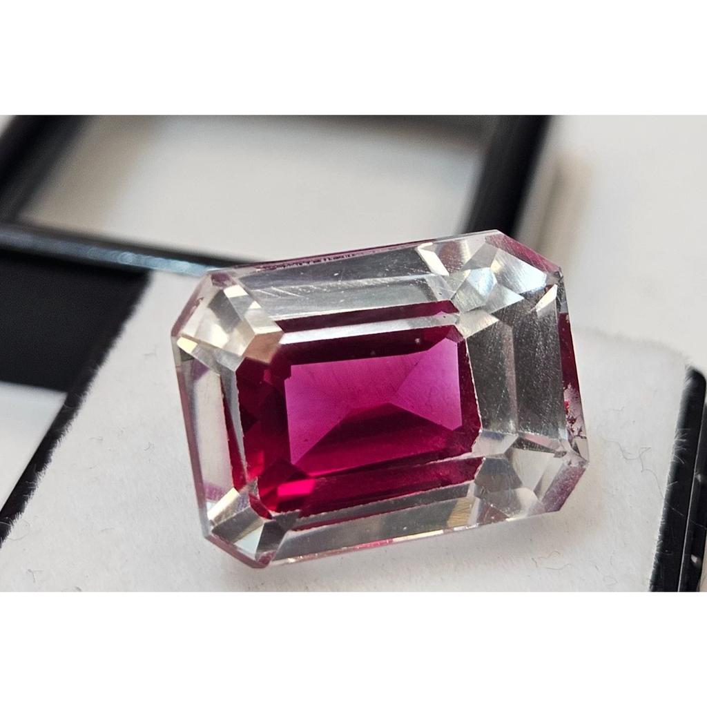 Stunning Pitambari Sapphire Bi-Color Natural Emerald Cut 18+ Ct Loose Gemstone