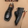 Foreign Trade Business Dress New Men's Square Head Casual Small Leather Shoes Korean Version Trendy Hairstylist Thick-soled White Single Shoes