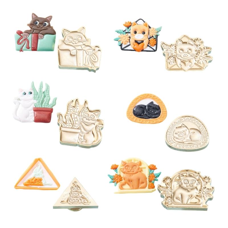 3D Katzen Siegelwachsstempel für Weihnachtsumschläge Karten Hochzeitsdekorationen Messing Tier Wachssiegelstempel Handwerk