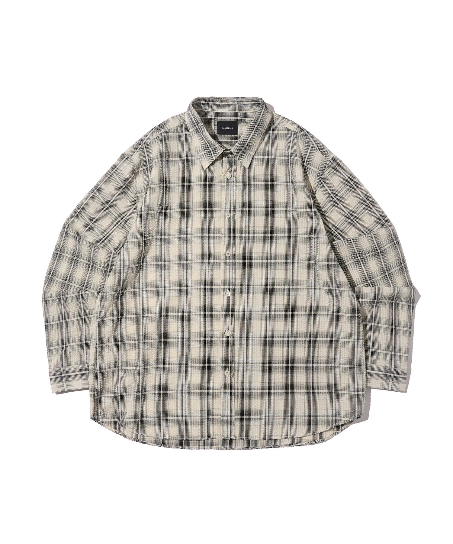 Cargo Bros Crease Loose Fit Check Shirt (White) Free