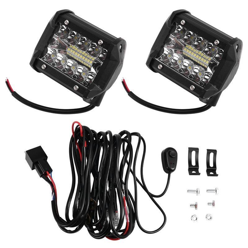 For Truck Tractor Excavator Boat ATV UTV GMC 4 Inch LED Pod Light Spot Flood Combo Driving Off Road Light For SUV