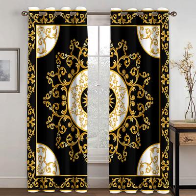 Zlatá Černá Levné Luxusní Značky Design Moderní Tenké Zatemňovací Závěsy pro Obývací Pokoj Ložnici Okenní Dekorace 2 Panely