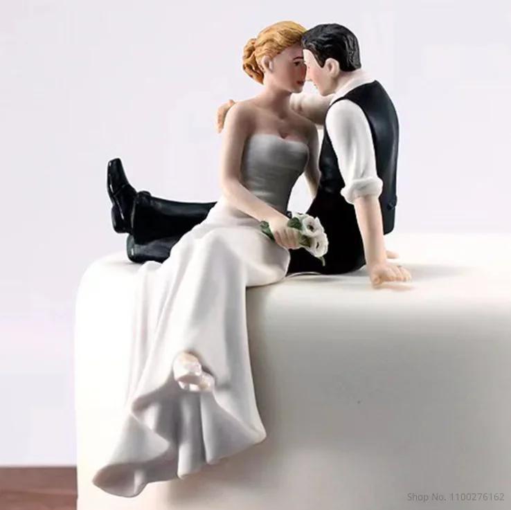 Topper divertenti per torta nuziale Bambole Romantici Sposi Figure Stand Topper Decorazioni Forniture Sposarsi Statuetta in Resina