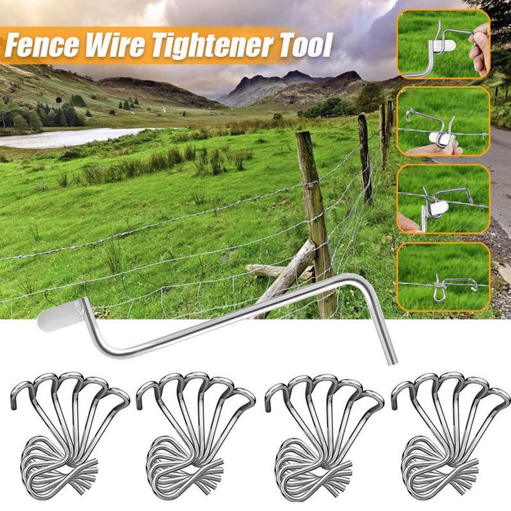 Barb Fence Wire Tensioner with Fast Tightening Metal Fence Post for Vegetable Gardens Flower Beds Lawns