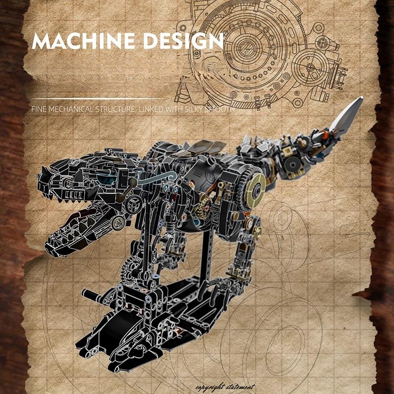 STEM Creative Jurassic Mechanical Dinosaur Building Blocks Brick Tyrannosaurus Rex Animal with Light Model Assembly Toy Kid Gift