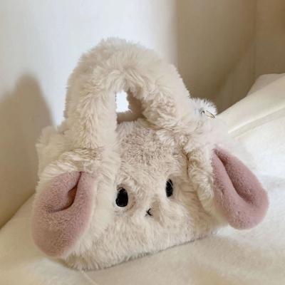 Winter Cartoon Plush Cute Rabbit Handbag for Girls, A Niche Single-shoulder Crossbody Fur Bag for Young Girls