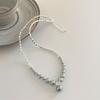 Luxury and Minimalist Design, Strong Light Pearl and Silver Chain Necklace. High-end, Gradient Square Pearl Necklace.