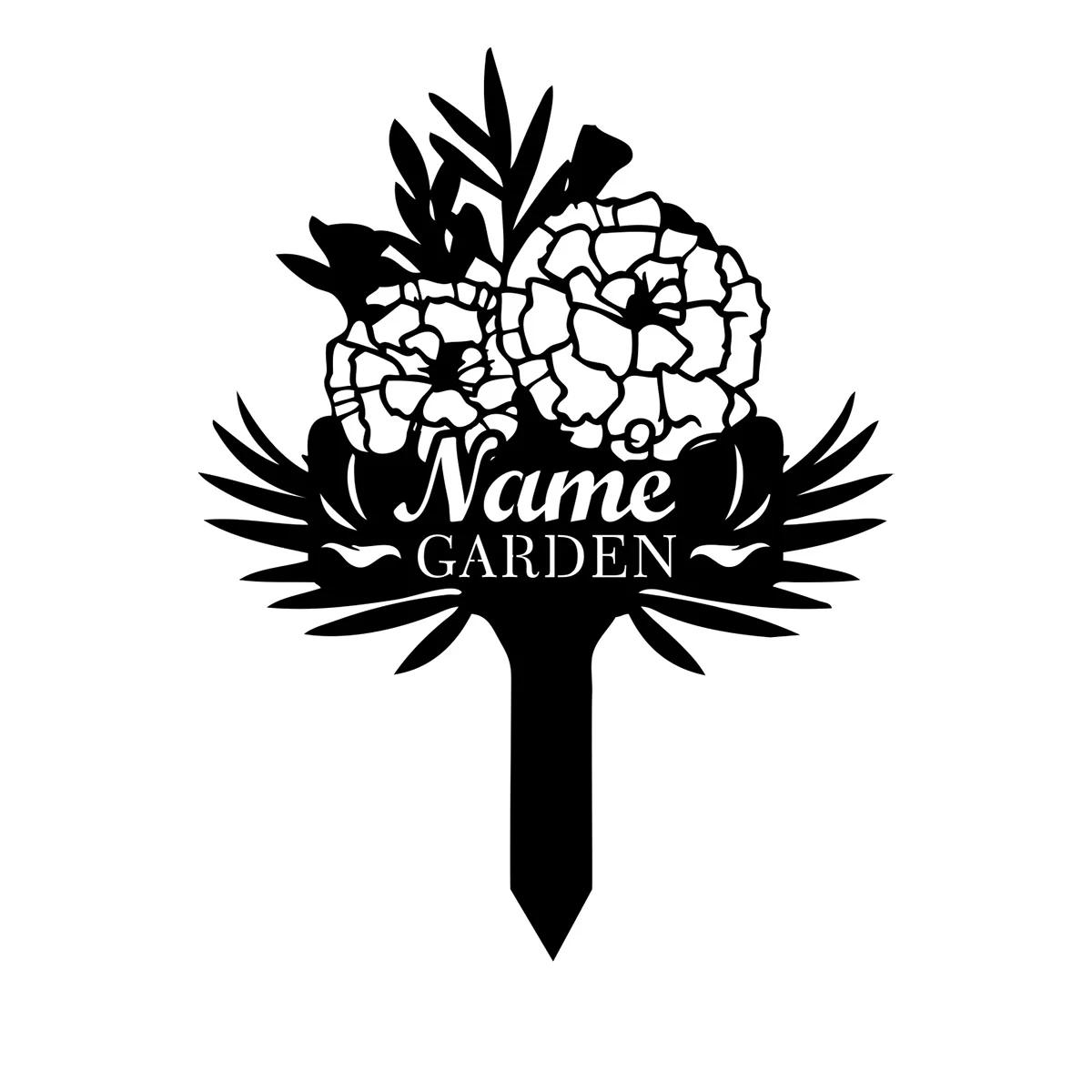 Custom Metal Garden Stake Marigold Yard Decor Personalized Garden Sign Outdoor Metal Art чёрный