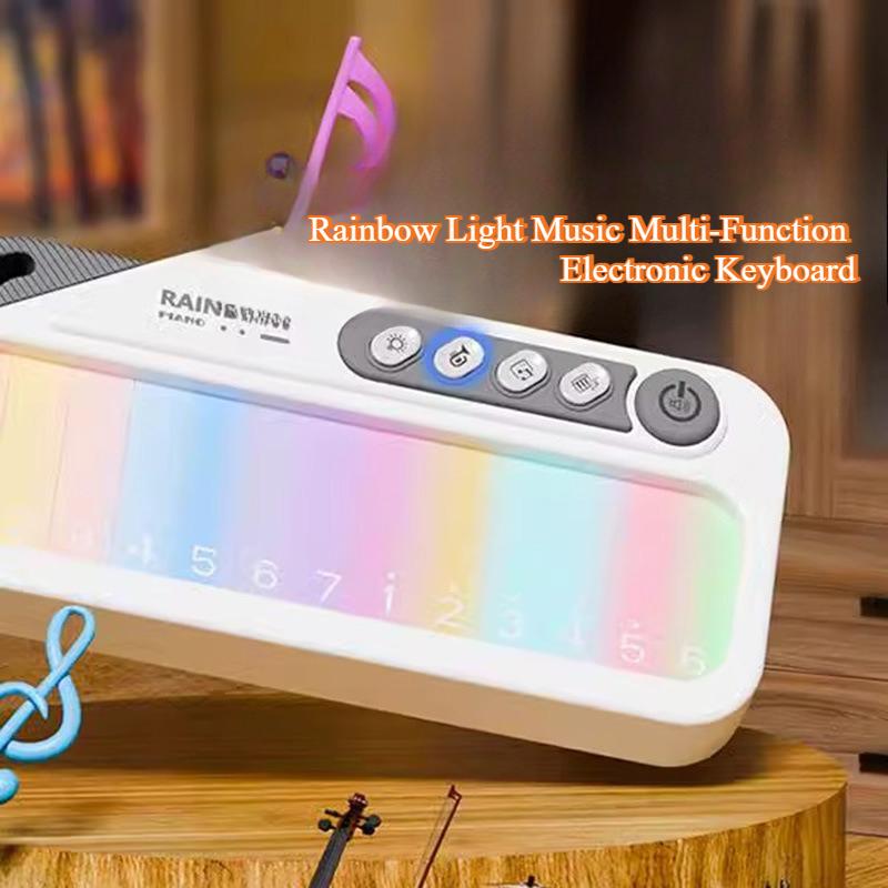 Leuchtende Regenbogen-Klaviertastatur Touchscreen Musikalisches Spielzeug mit 13 Melodien Tragbare Elektronische Musikspielzeuge für Kinder im Alter von 3-6 Jahren