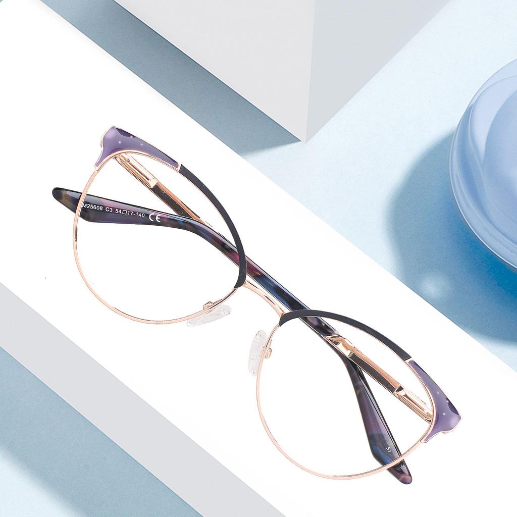 Retro Cat-Shaped Myopia Glasses Frame Female Personality Myopia Metal High-End Glasses Frame