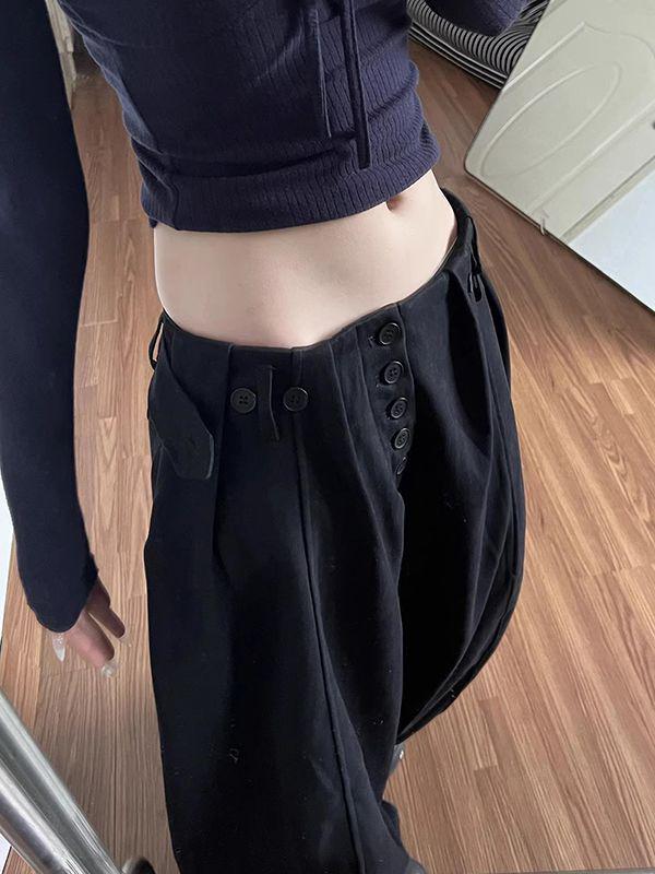 Korean-Style Women's White Wide-Leg Casual Pants - Spring Loose Petite Straight Long Pants