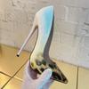 Fashion FHC 2025 New 16cm High Heels,Women Pumps,Spring Stage Show Shoes,Gradient Leopard Shallow Out,Slip On,White,Red,Green.Dropship