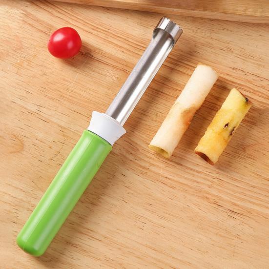 2-in-1 Obstentkerner und Schäler mit gezahnten Doppelklingen Edelstahl-Gemüseentkerner Ergonomischer Griff Küchenwerkzeug