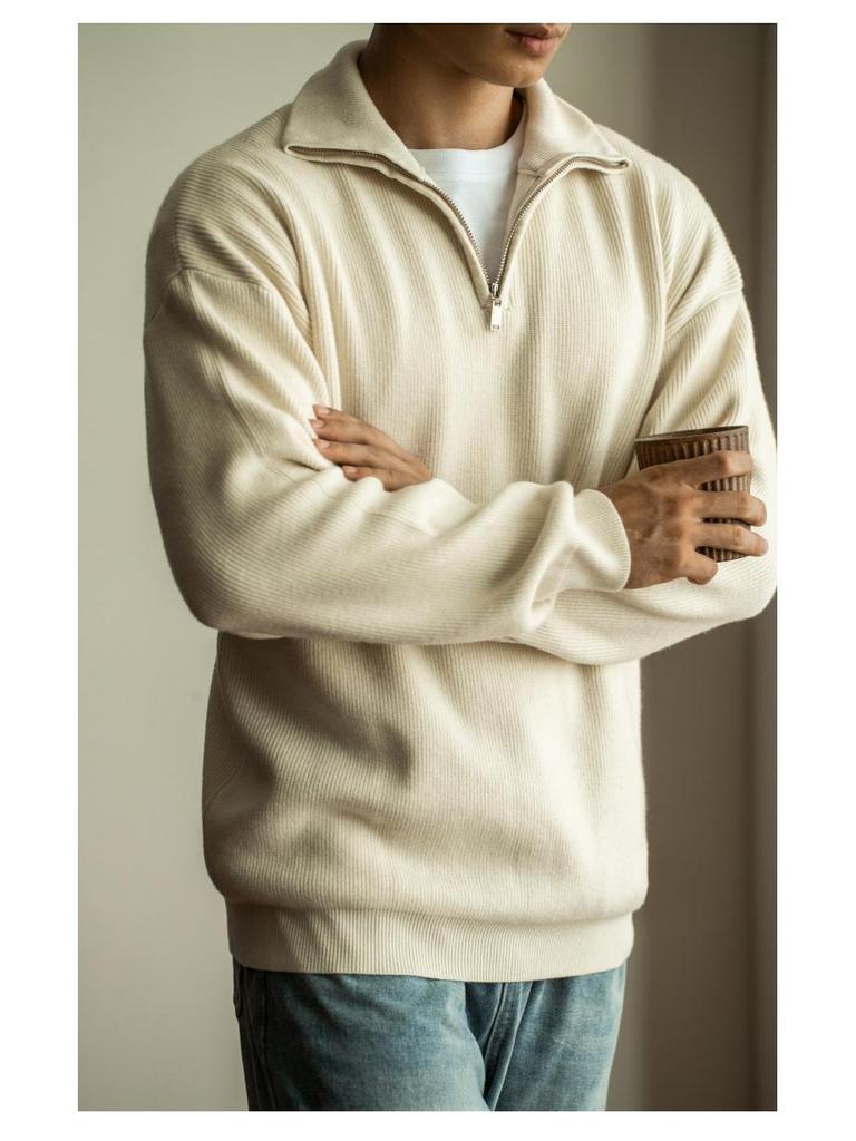 Men's 2025 Autumn/Winter Half-Zip Stand Collar Knit Sweater
