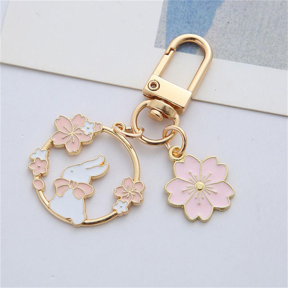 Pendant Bag Ornaments Interior Accessories Bag Pendants Key Rings Rabbit Cat Keychain Pink Sakura