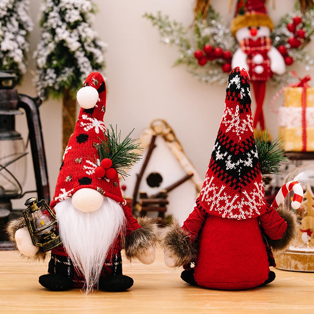 Ornament Gnom de Crăciun Păpușă Tricotată Figurine Gnom de Crăciun Pufos Decor de Poveste Centru de Masă de Crăciun Cadou