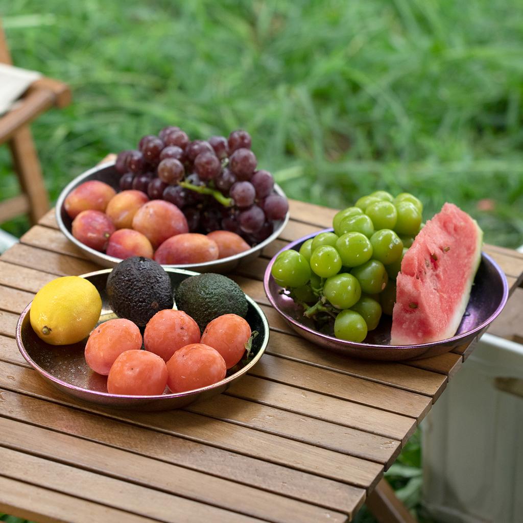 Portable Titanium Camping Plate Pure Ti Salad Plate Durable Lightweight 800ml Capacity Outdoor BBQ Plate Picnics Plate