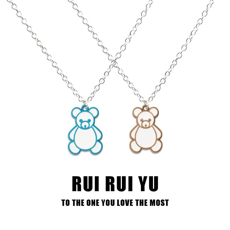 Outline Bear Necklace Pendant Necklace for Women Men Girlfriend Couple Lover Jewelry Gift