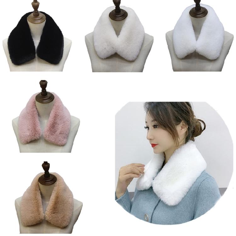 Women Furry Collar Wrap Neck Warmer Scarf Detachable Fake Collar Coat Accessory