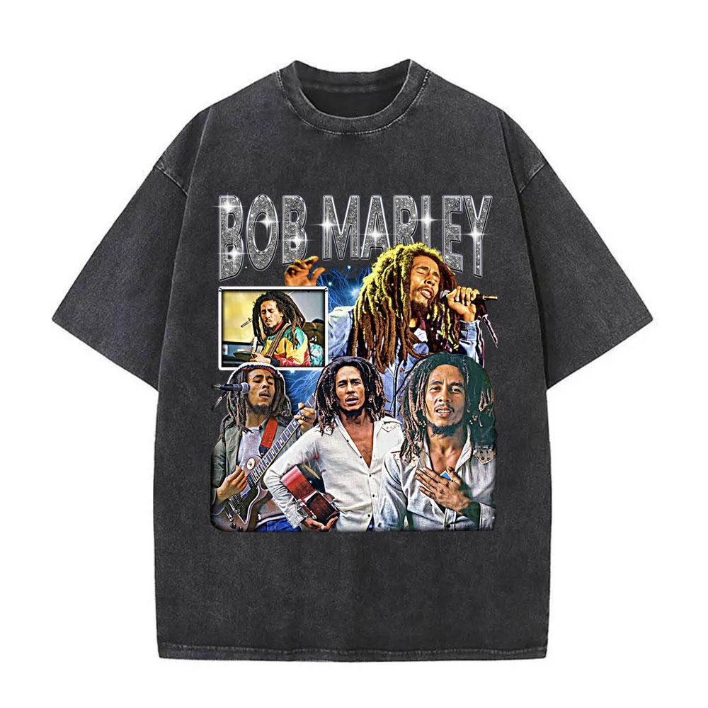 Washed Vintage Reggae Originator Bob Marley One Love Album Graphic T Shirt Men Classic Tshirt Mens Cotton Oversized T Shirts