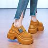 Fashion New 2025 Autumn 9CM High Heels Casual Leather Shoes Women Chunky Sneakers Comfortable Pumps High Platform Walking Shoes Woman