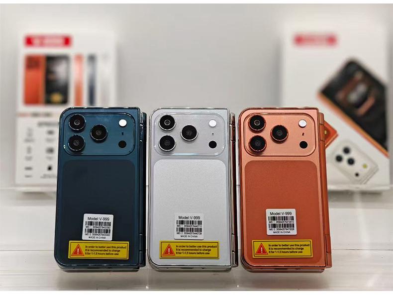 V999 Dual-Screen Foldable Mobile Phone: 2G, Dual SIM, Large Display, Loud Audio, Multilingual, New Arrival