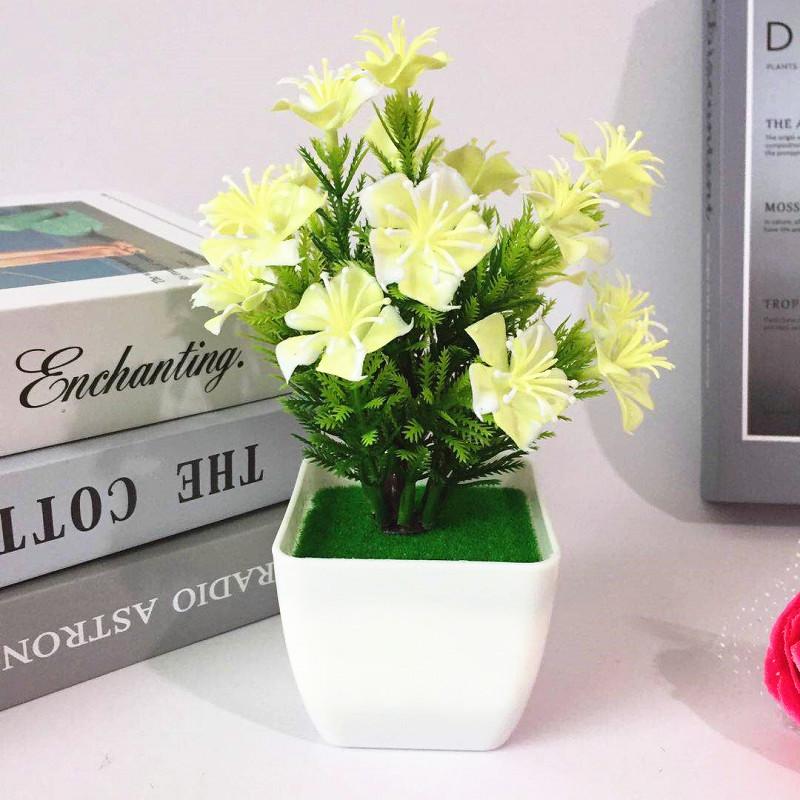 Artificial Cherry Blossom Bonsai Tree Small Fake Potted Plant for Home Decor, Indoor Outdoor Garden, Bedroom Office Decoration