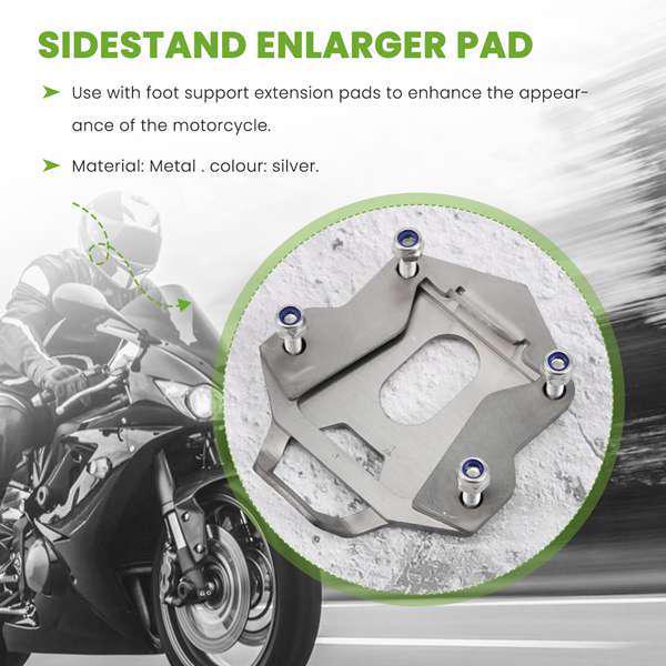 Silver Motorcycle Kickstand Pad Enlarger Base Accessory