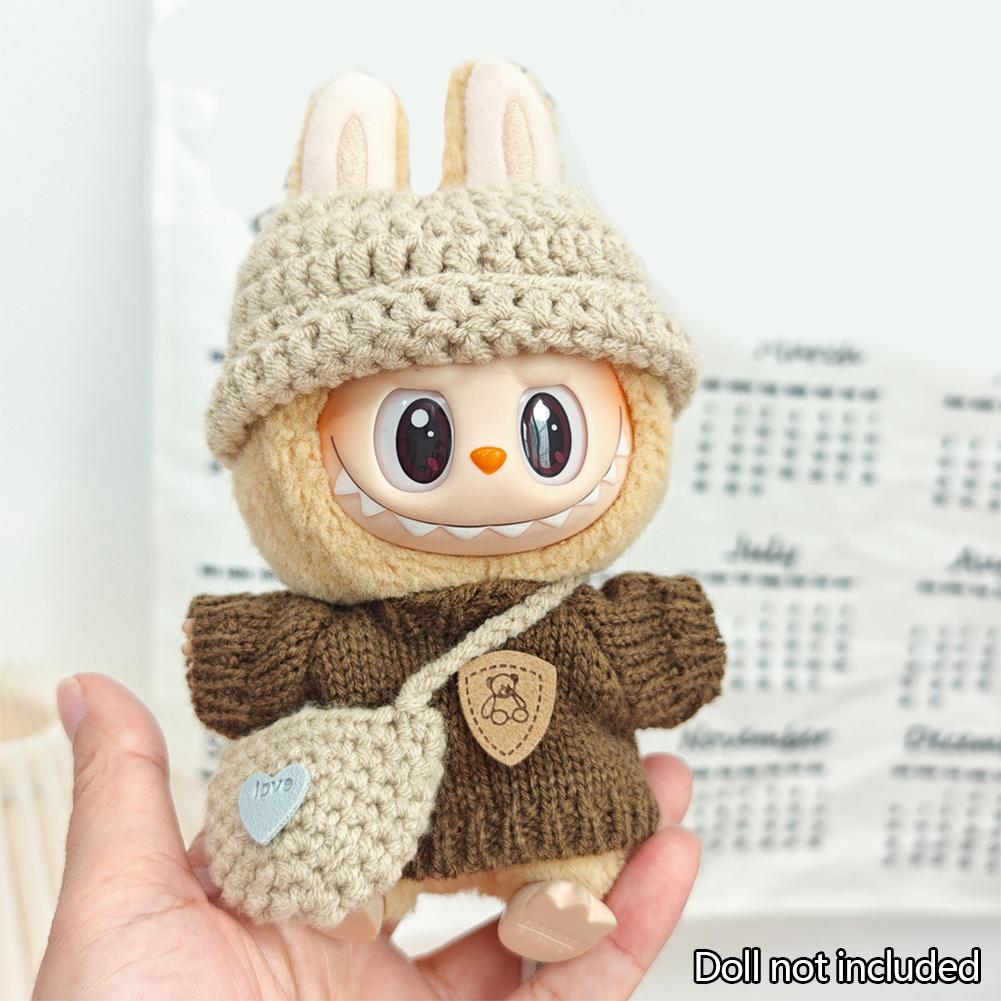 For 17cm Labubu Dukkeklær Moteklær Hettegensere Dukkeklær Fargematch Hettegensere Dukker Tilbehør Søt dekorasjon Små kluter