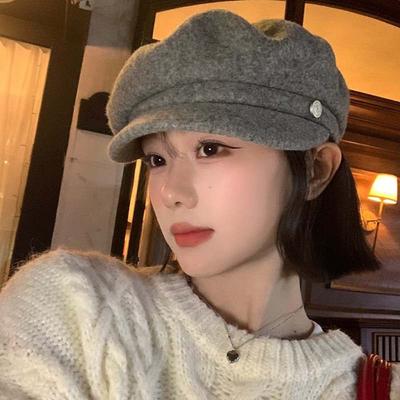 Solid Color Female Painter Cap British Style Women Artist Hat Simple Octagonal Brimless Hat  Daily