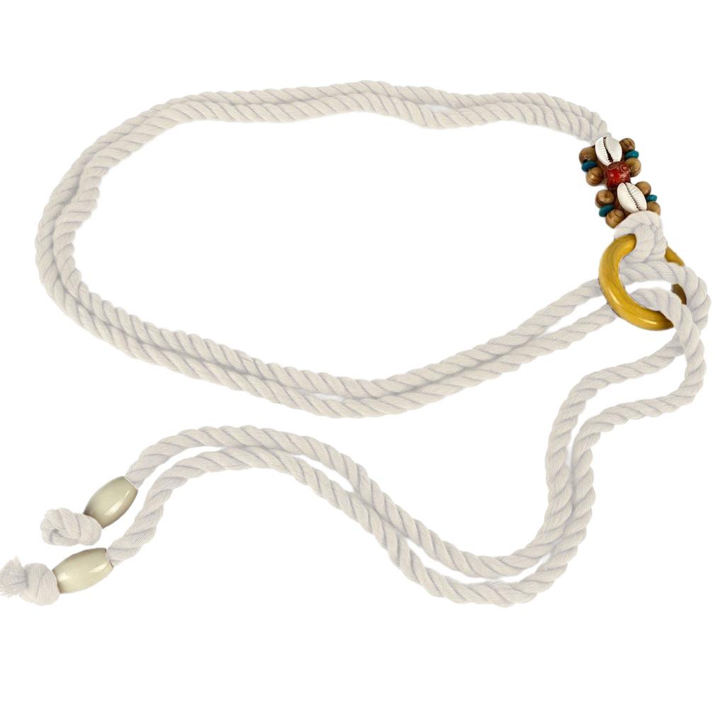 Natural Cord Belt Bohemian Round Clasp Waist Sash Handmade Braided Waist Strap for Women Casual Outfits
