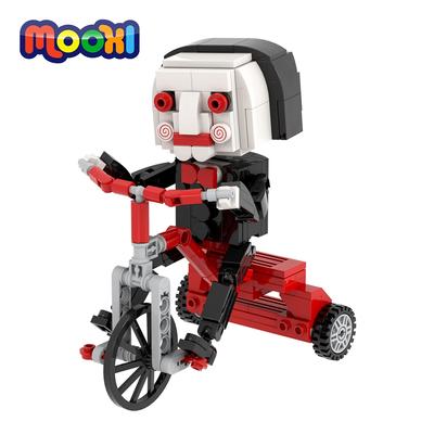 MOOXI Film d'horreur 239 Pièces Briques MOC Saw Brickheadzed Modèle de Figurine Billy Ensemble Blocs DIY Jouets Pour Enfants Tricycles Cadeau MOC7337