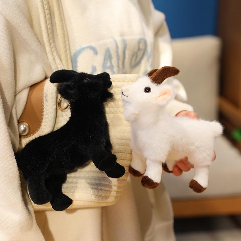 Cute Simulation Goat Pendant Plush Toy Doll Black Goat Doll Girls Bag Keychain Pendant