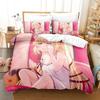 Kawaii Akai Haato Zestaw Pościeli Pojedynczy Bliźniak Pełny Queen King Size Zestaw na Łóżko Sypialnia dla Dorosłych Dzieci Zestawy Poszewek na Kołdrę z Nadrukiem 3D Łóżko Anime