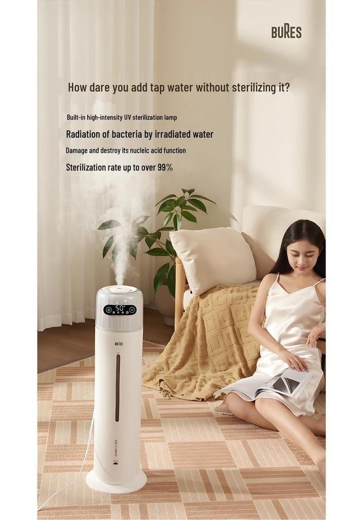 Large Capacity 9L Floor Standing Humidifier with Digital Display, UV Sterilization, Smart Water Pump, Remote Control & High Mist Volume