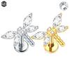 1PC G23 Titanium 16G Marquise Lotus CZ Flower Flat Back Stud Labret Tragus Helix Cartilage Conch Earring Piercings Sexy Jewelry