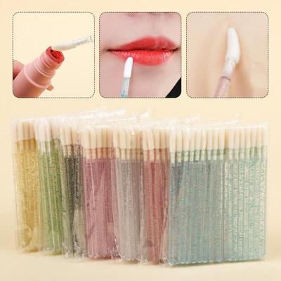 Disposable Crystal Handle Lip Brush: Straight & Angled Heads for Lipstick & Gloss