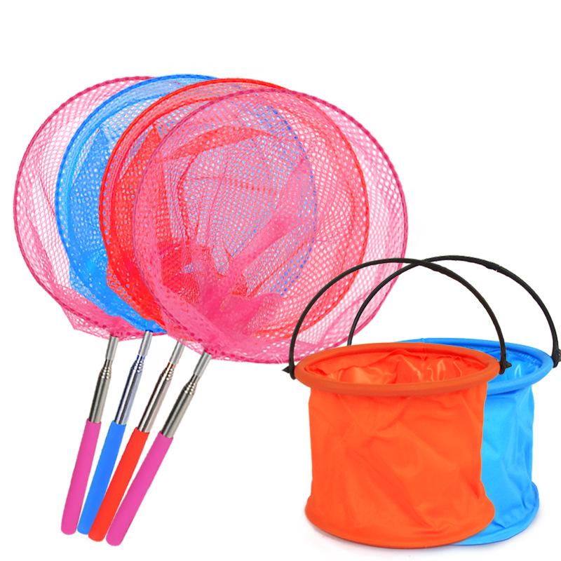 Kids' Telescopic Butterfly Net & Leakproof Folding Bucket Set for Beach and River Play