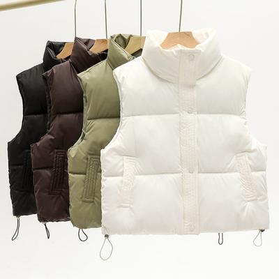 Plus Size Baumwollweste Damen Herbst und Winter Locker Stehkragen Baumwollunterhemd Schultern Ärmellose Jacke Modeweste