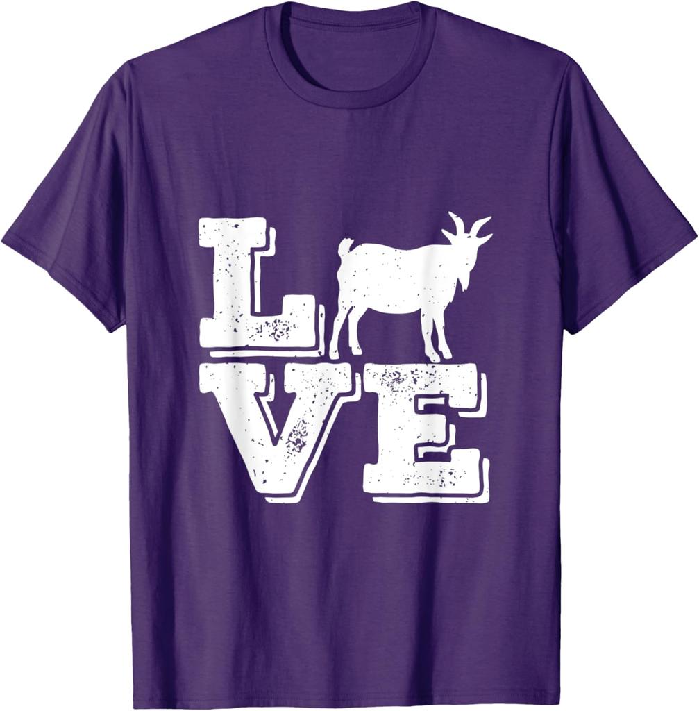 Goat Love Graphic Tee Men Funny Farm Animal Lover Casual Cotton TShirt
