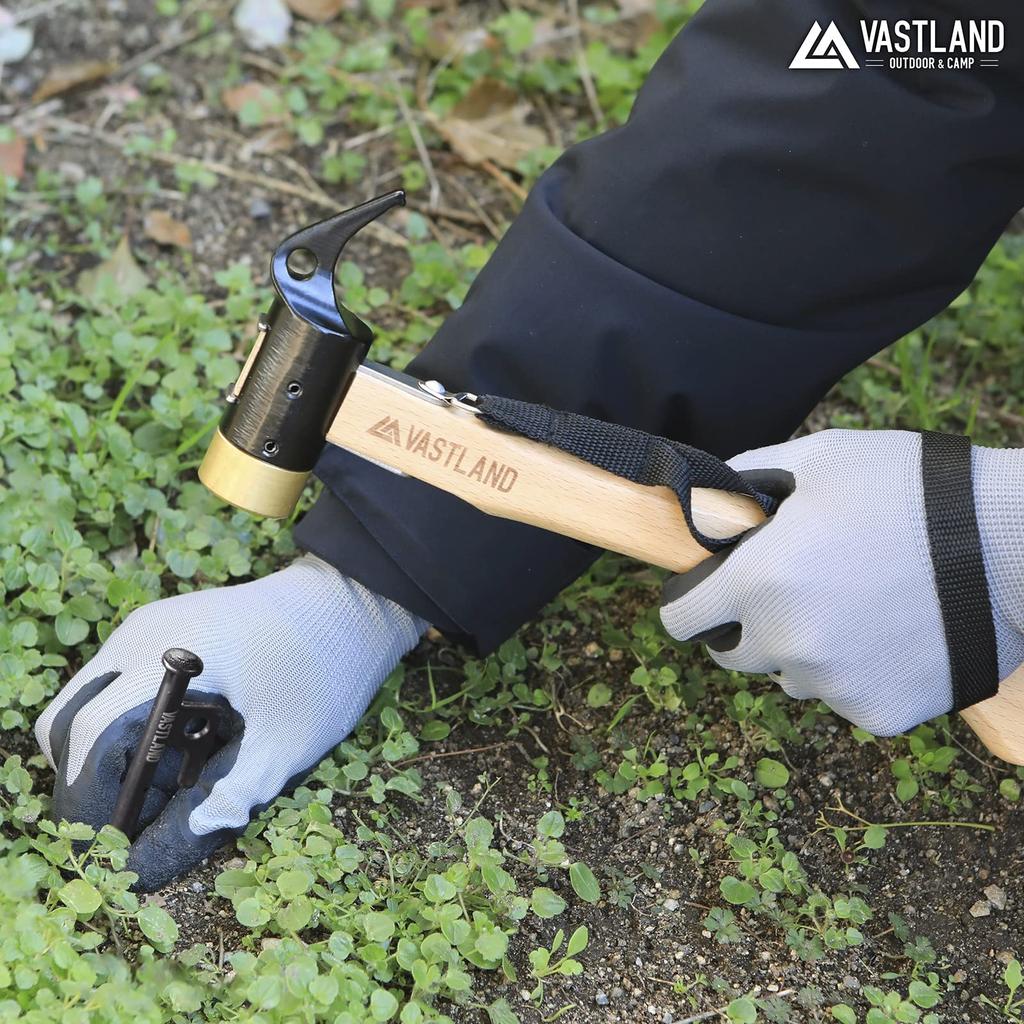 VASTLAND Peg Hammer with Brass and Steel Head, Wooden Handle and Safety Strap