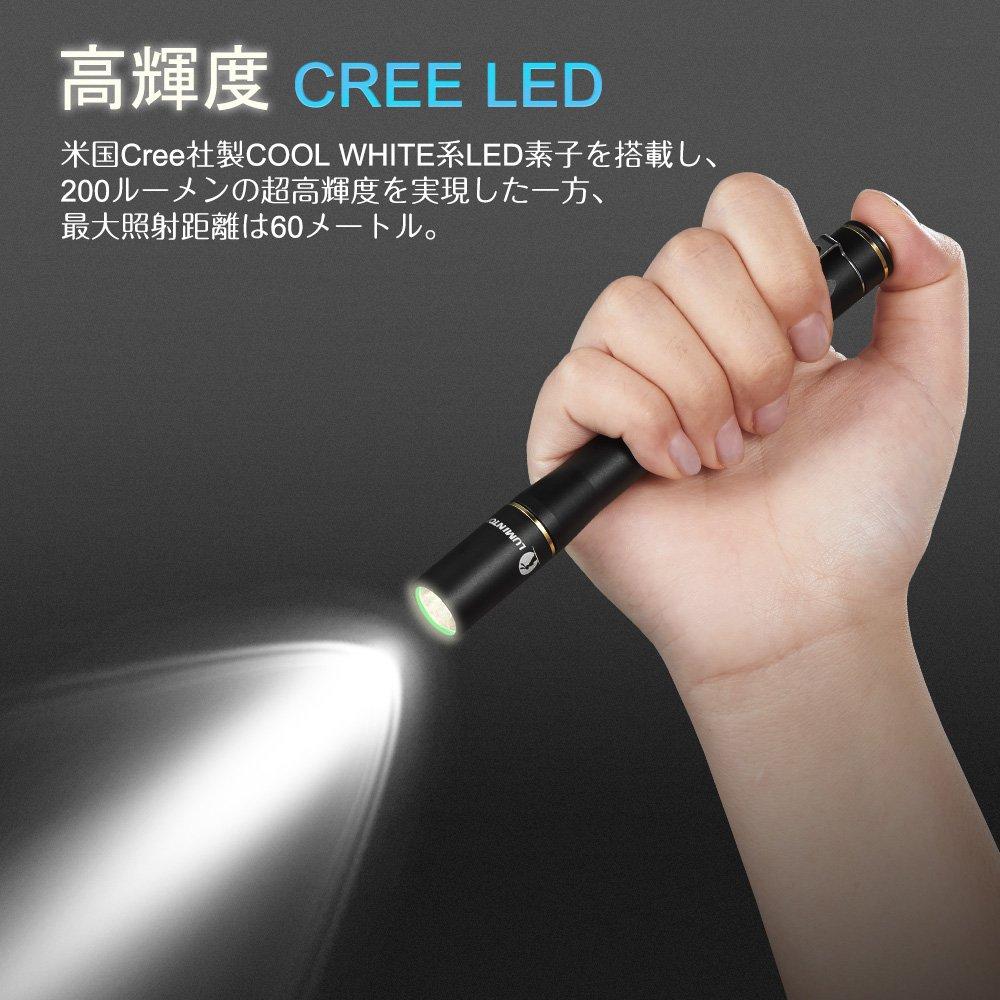 LUMINTOP IYP365 LED 200 50 Hours of Aluminum Alloy 3 Brightness IPX8 AAA Battery Compatible Penlight, Flashlight, Lumens, Use, Construction, Compact,