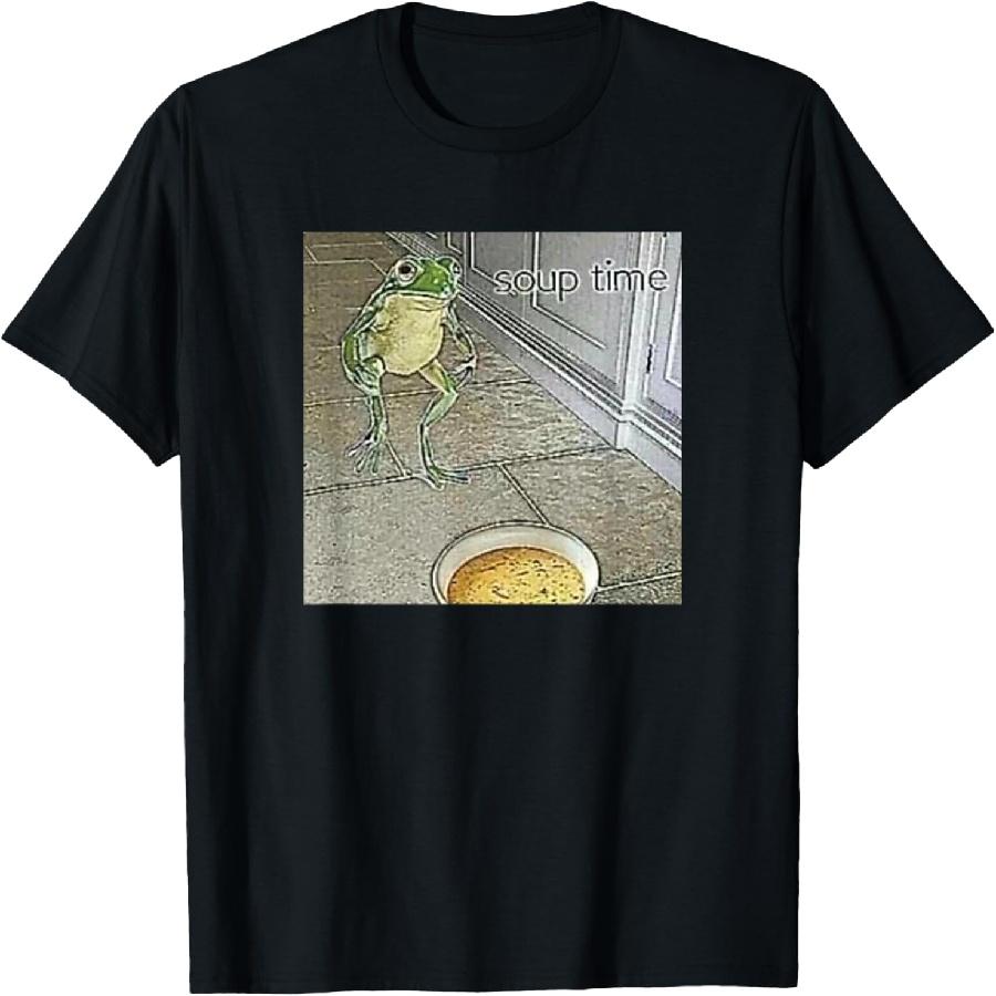 Футболка с мемом  Время супа  и лягушкой XXXXXL чёрный