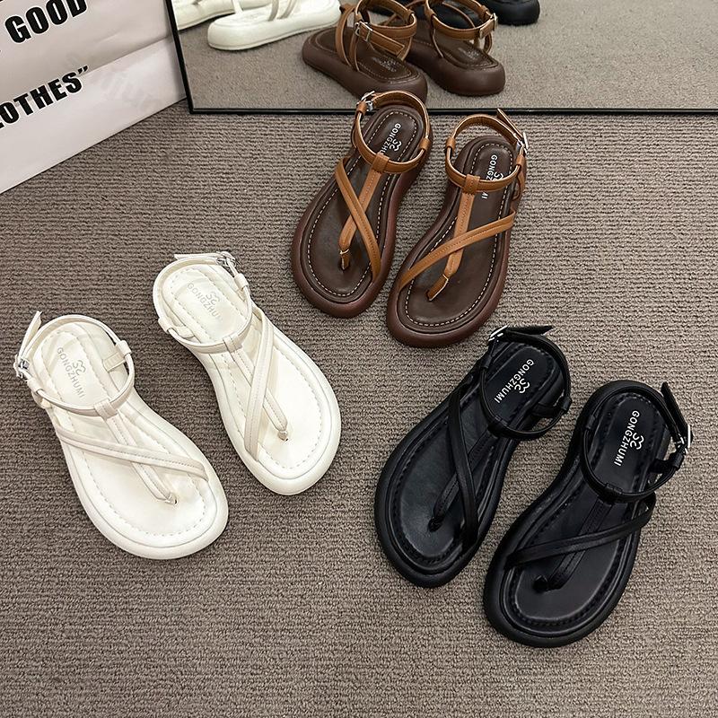 Fashion Summer Women Sandals 2025 New Retro Clip Toe Sandals Fashion Comfortable Casual Roman Shoes Soft Sole Woman Gladiator Sandalias