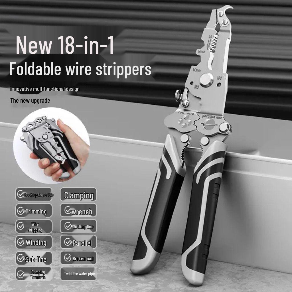 18-in-1 Multifunctional Electrician Wire Stripper, Separator, Puller, Crimper, Looping & Cutting Tool