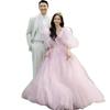 Temperament pink wedding dress 2025 new clothing long light wedding dress
